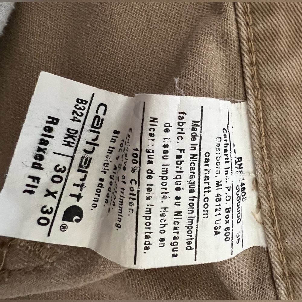 Carhartt Tan Cargo pants. 30x30.